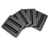 Woodhaven support bases front view showing four-pack and stable footprint benefit