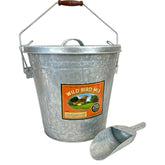 Woodlink front view of galvanized seed bucket showing farmhouse design and storage benefits