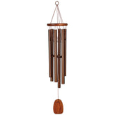 Woodstock Chimes front view showing bronze tubes and teak wood top, adding soothing melody