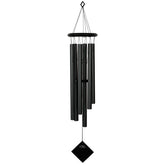 Woodstock Chimes Pluto front view showing black wood top and tubes, adds elegant outdoor sound