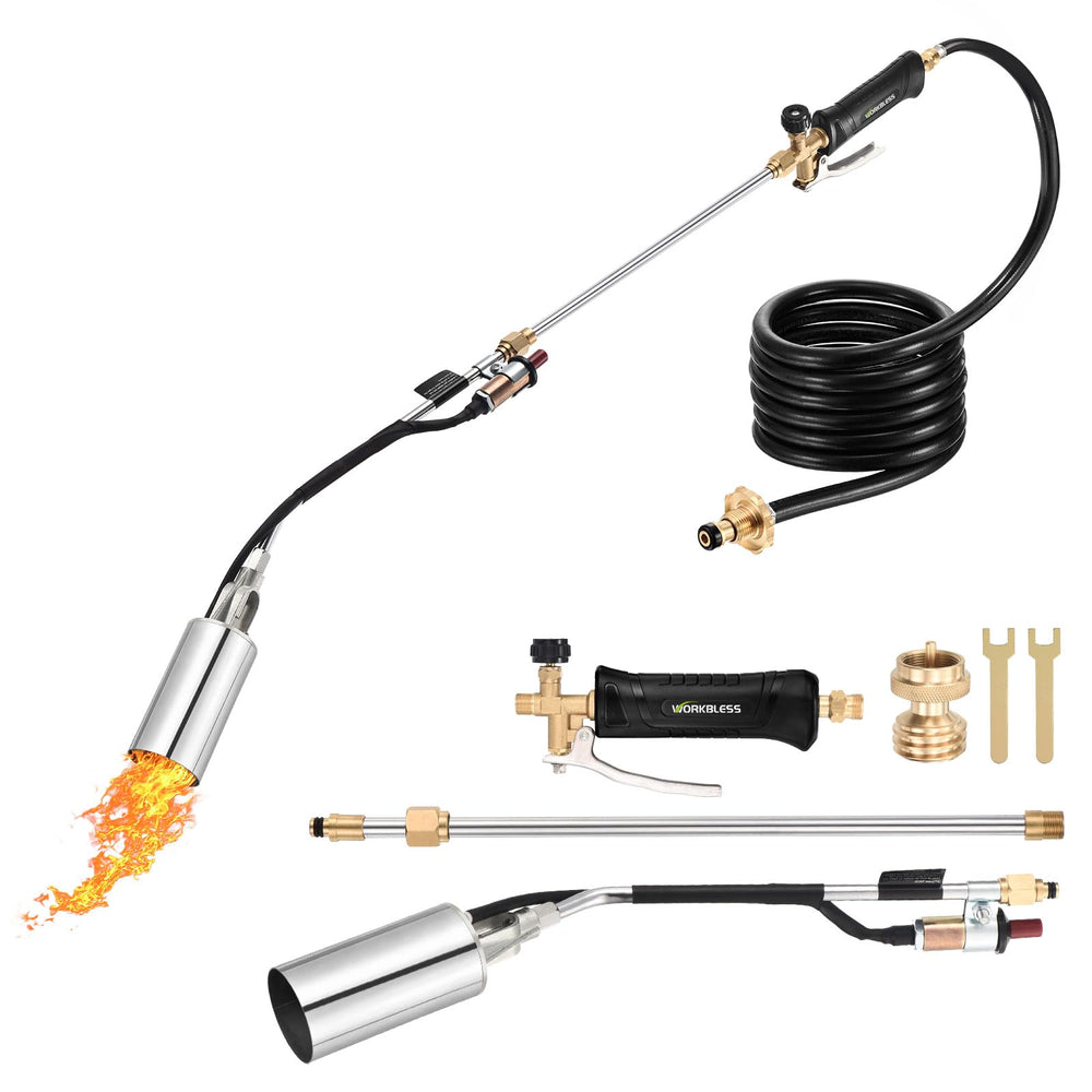 WorkBless torch front view showing nozzle and long rod for powerful heating