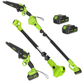 WORKIT front view with pole attached showing extended reach and control
