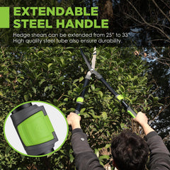 WORKPRO shear shown fully extended to demonstrate 25 to 33 inch reach benefit