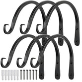 Worth Garden front view of six black plant hanger brackets showing durable finish and pack benefit
