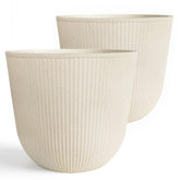 Worth beige planters front view showing pair for balanced entryway, durable look