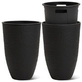 Worth front view of two black tall planters showing balanced entryway style and curb appeal