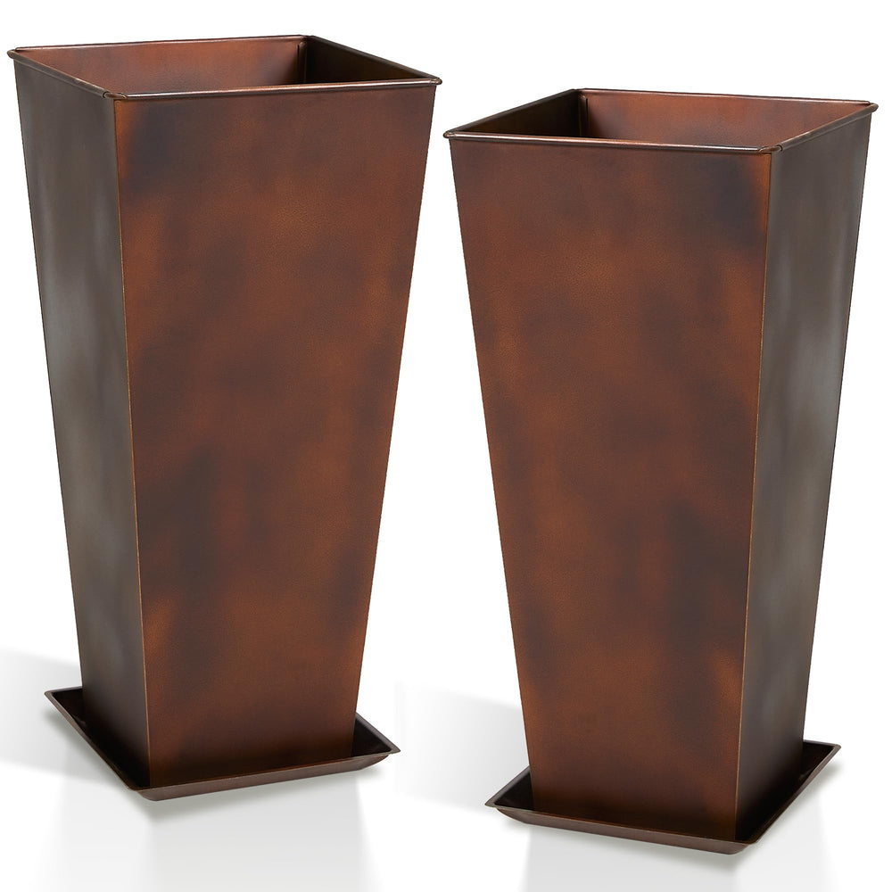 Worth matte bronze front view showing both planters and strong visual impact