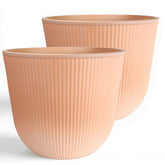 Worth Garden front view of two pots showing terracotta finish and benefit: elegant curb appeal
