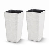 Worth white planter front view showing modern tapered profile and clean aesthetic
