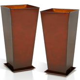 Worth glossy red front view showing elegant square tapered planter and bold finish for style