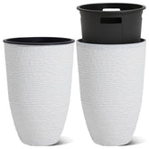 Worth white planter front view showing clean lines and decorative look