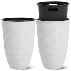 Worth white planter front view showing clean lines and decorative look