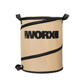 WORX front view of collapsible leaf bin showing capacity and quick setup benefit