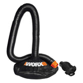 WORX leaf collection front view showing hood and hose for faster yard cleanup