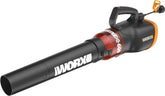WORX WG520 front view showing wide mouth nozzle and lightweight benefit