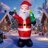 Wothfav front view of 8FT Santa with bright LEDs creating festive curb appeal