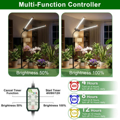Wotime in use on desk illuminating multiple potted plants for balanced growth