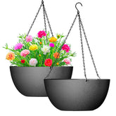 WOUSIWER front view of black hanging planter showing modern silhouette and easy styling