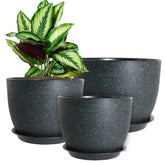 WOUSIWER front view of three speckled planters showing modern style and durability