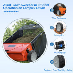 WPL wheel mounted on sweeper illustrating direct-fit replacement benefit