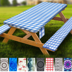 Wrakus front view showing full fitted 8ft table and bench covers protecting surface