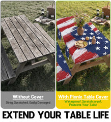Wrakus fitted cover installed on 96-inch picnic table staying secure in wind