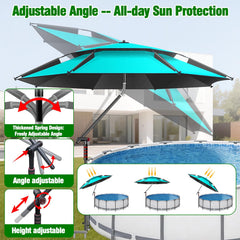 WSBXBB installed on pool sun shelf showing shade coverage for swimmers benefit
