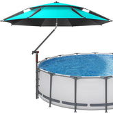 WSBXBB pool umbrella front view showing full canopy and sun protection benefit