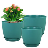 WSMKSZ front view of three blue and green planters showing sizes and modern design benefits