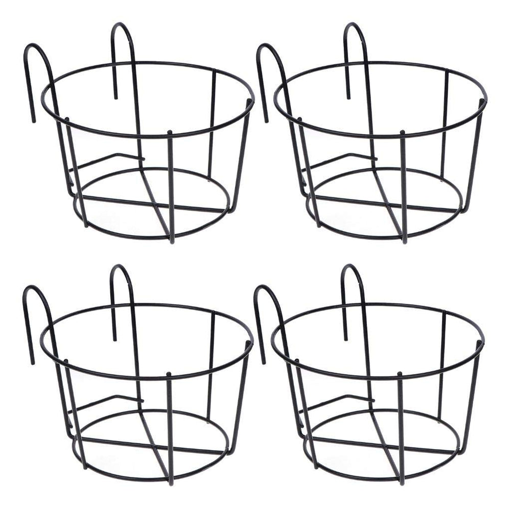 WWahuayuan front view of four metal rail planters shows neat, decorative display