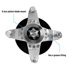 wyevee spindle blade mount detail showing six-point star for balanced blades