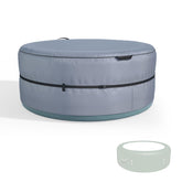 XCZ front view of gray spa cover showing full fit and weather protection
