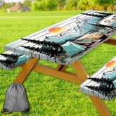Xguatan front view of full table cover protecting picnic table outdoors