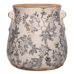Xiaan Jiaju front view crock planter shows vintage charm and versatile display benefit