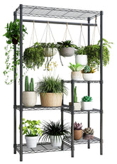 Xiofio front view of assembled plant stand showing multiple pots and space saving