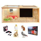 XITIANKJ brooder box front view shows secure enclosure and easy monitoring