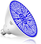 XIUBE front view of blue pool bulb showing bright color and high output benefit