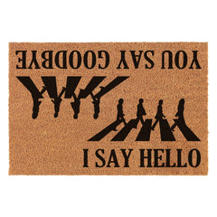 xlqhyh front view of doormat showing welcome message and curb appeal benefit