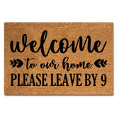 XTDJJKK front view of coir doormat showing welcome text and rustic color, easy curb appeal