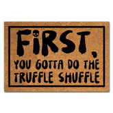 XTDJJKK coir doormat front view showing printed welcome message and visual appeal