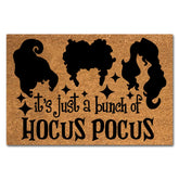 XTDJJKK front view doormat showing hocus pocus design and warm welcome