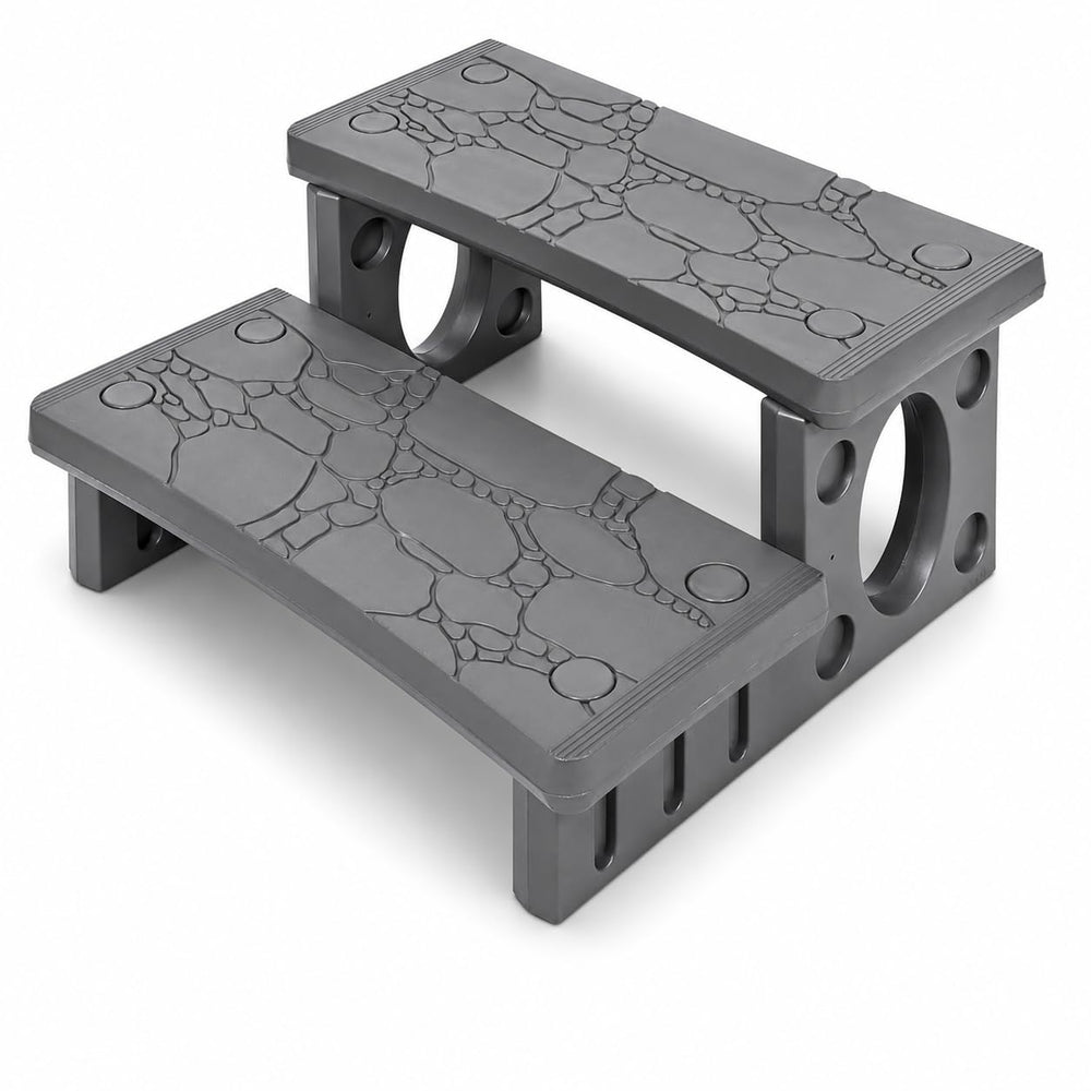 XtremepowerUS front view of gray two-step unit showing stable design and safe entry