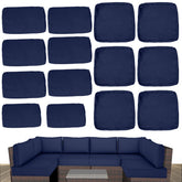 XX xfasd front view of navy 7-piece outdoor cover set shows cohesive style and protection
