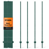 XYADX front view of ten green 7ft U-posts showing pack and elevation for quick setup