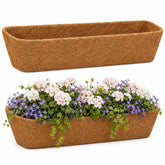 Y&M front packaging of 30 inch coco liners shows product and eco benefit