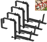Y&M front view of four black adjustable planter brackets showing complete set and fit