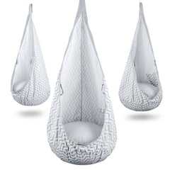 YAERSI pod swing front view showing cozy seat and shape for comfortable play
