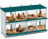 Yafylly front view of 8-compartment nesting box showing organized egg stations and easy access