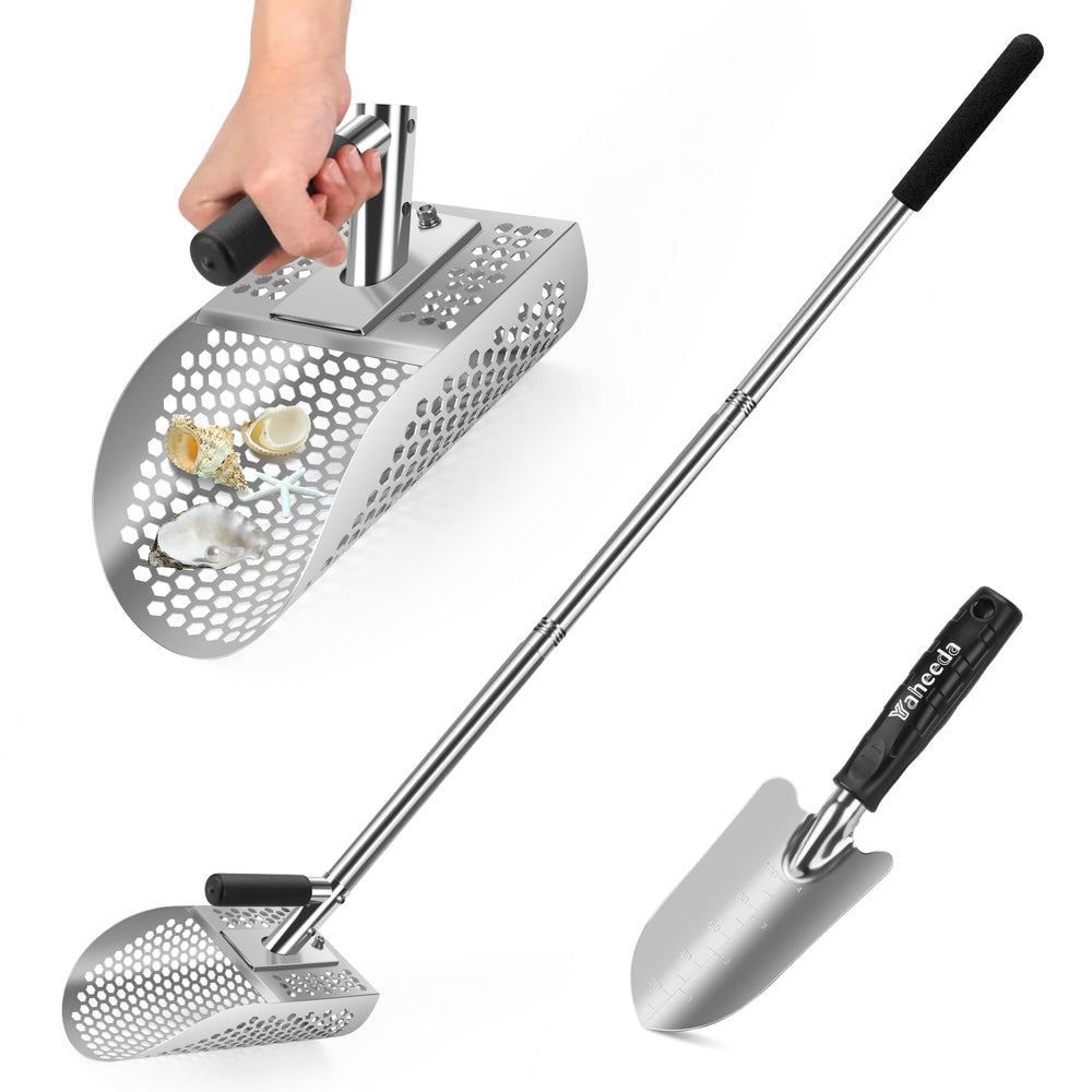 Yaheeda front view scoop showing durable stainless steel and shape for faster finds
