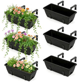 YAHKBTEN front view of six black planter boxes showing neat organized display